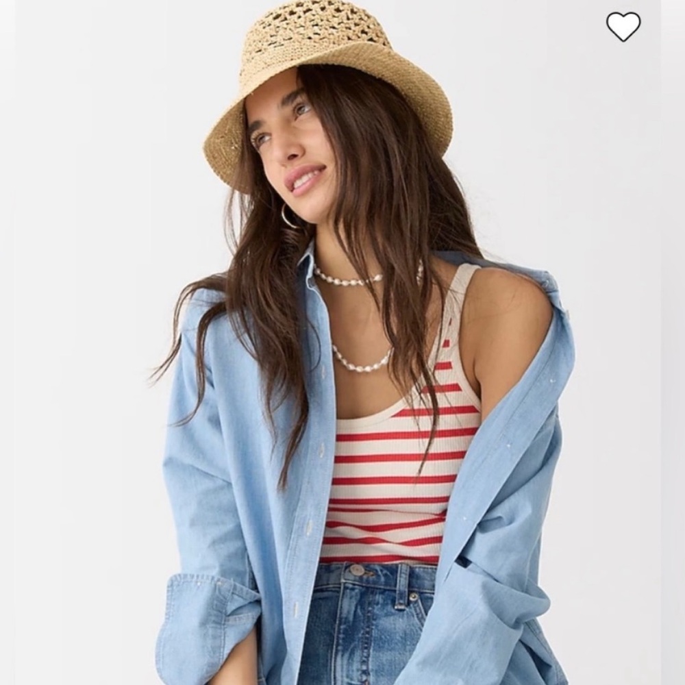 J Crew Crochet-weave faux-raffia bucket hat - Picture 2 of 5